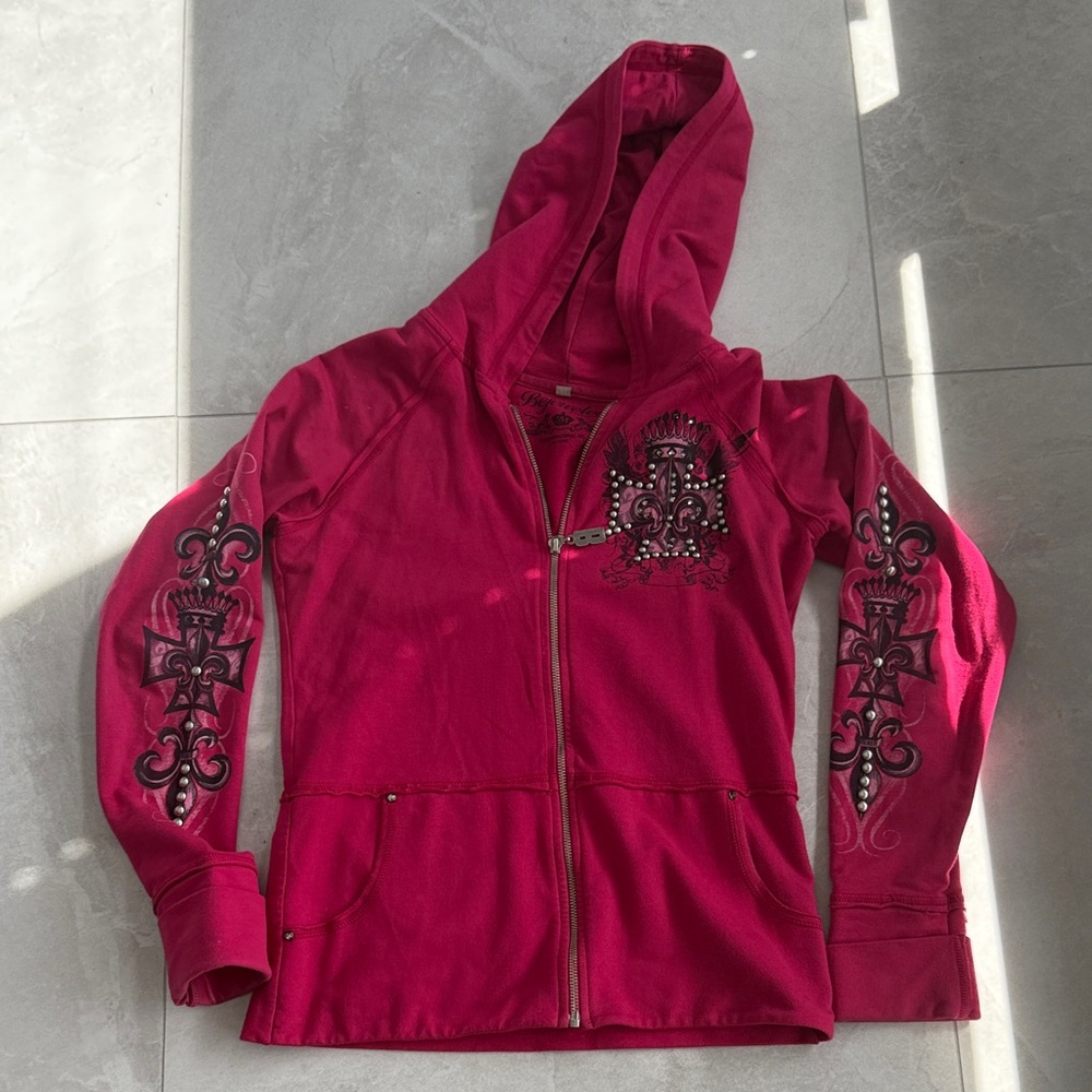 Bejeweled Pink Hooded Jacket with Embellishments